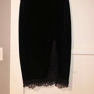 H&M Velvet Midi Skirt with Lace Trim